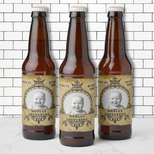 Étiquette Pour Bouteilles De Bière 21e anniversaire Vintage Retro Monogramme Ajouter 