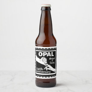 Étiquette Pour Bouteilles De Bière 24e anniversaire du mariage opal traditionnel
