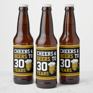 Étiquette Pour Bouteilles De Bière 30e anniversaire Cheers & Bières à 30 ans