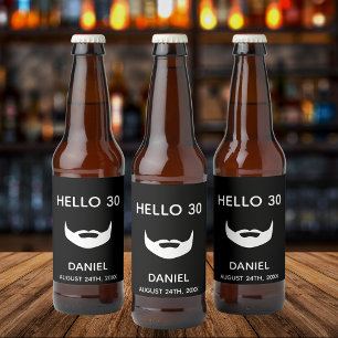 Étiquette Pour Bouteilles De Bière 30e anniversaire noir barbe blanche nom homme homm
