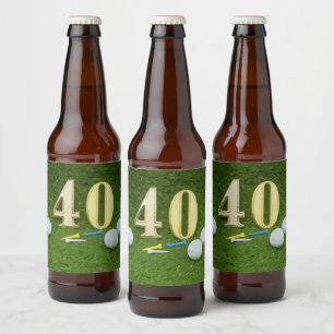 Étiquette Pour Bouteilles De Bière 40e anniversaire au golfeur avec balle de golf et 