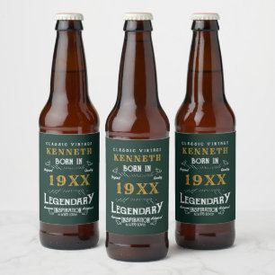 Étiquette Pour Bouteilles De Bière 40e anniversaire Vintage Green Gold Nom de l'ajout
