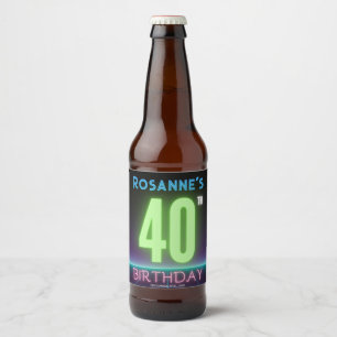 Étiquette Pour Bouteilles De Bière 40e fête d'anniversaire 80s Retro Neon Connexion p