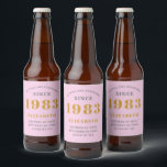Étiquette Pour Bouteilles De Bière 40th Birthday Born 1983 Ajouter Nom Rose Grey<br><div class="desc">Anniversaire personnalisé ajoutez votre nom et étiquette de bière année. Modifiez le nom et l'année avec le modèle fourni. Un merveilleux article de fête d'anniversaire rose personnalisé. Plus de cadeaux et de fournitures de fête disponibles avec le design "normes de fixation" dans le magasin.</div>