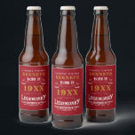 Étiquette Pour Bouteilles De Bière 40th Birthday Vintage Red Gold Ajouter un nom Anné<br><div class="desc">Pour ceux qui fêtent leur 40e anniversaire, nous avons le étiquette idéal de fête de la bière avec une sensation vintage. L'arrière - plan rouge avec un design typographique vintage blanc et or est simple et élégant avec une touche rétro. Customisez facilement le texte de ce cadeau d'anniversaire en utilisant...</div>