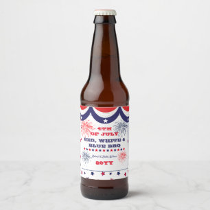 Étiquette Pour Bouteilles De Bière 4 juillet barbecue blanc rouge et bleu