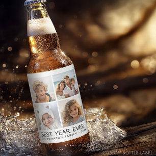 Étiquette Pour Bouteilles De Bière 4 photos en collage Minimaliste - Meilleure année