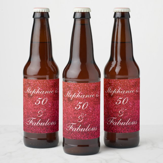 Étiquette Pour Bouteilles De Bière 50 Et Fabuleux Anniversaire Rouge Blanc Parties sc (Bouteilles)