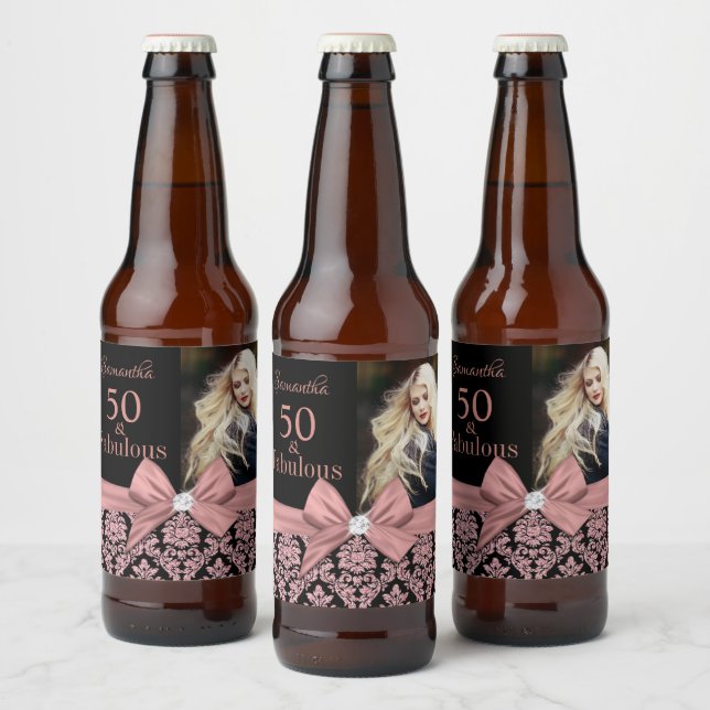 Étiquette Pour Bouteilles De Bière 50 et fabuleux nom monogramme de fête d'anniversai (Bouteilles)