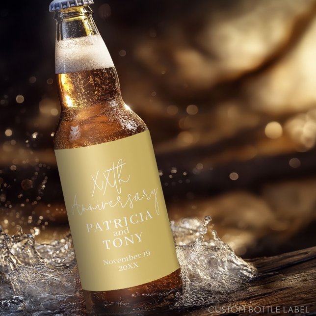 Étiquette Pour Bouteilles De Bière 50e ou autre anniversaire de Mariage Personnalisé (Custom Party Beer Label - Wedding Anniversary)