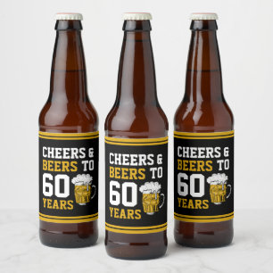 Étiquette Pour Bouteilles De Bière 60e anniversaire Cheers & Bières à 60 ans