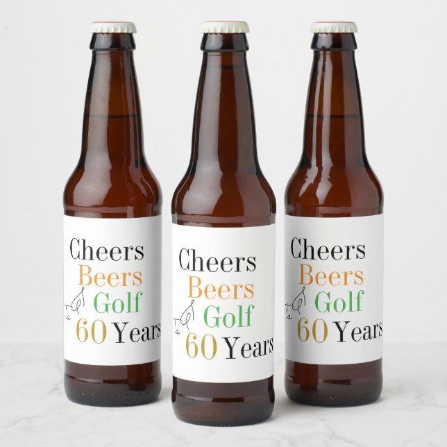 Étiquette Pour Bouteilles De Bière 60e Anniversaire Golf Cheers Bières Mini Fête (Bouteilles)