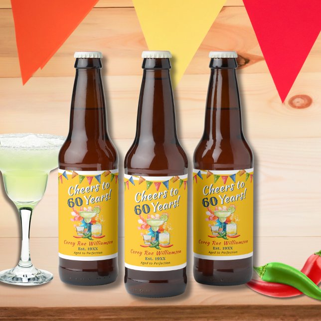Étiquette Pour Bouteilles De Bière 60e anniversaire Soeurs à 60 ans Fiesta (Créateur téléchargé)