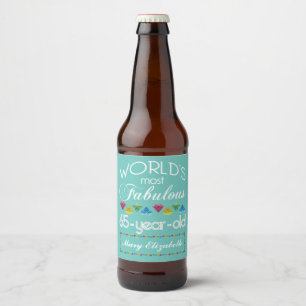 Étiquette Pour Bouteilles De Bière 65e anniversaire le plus fabuleux Gem coloré Turqu