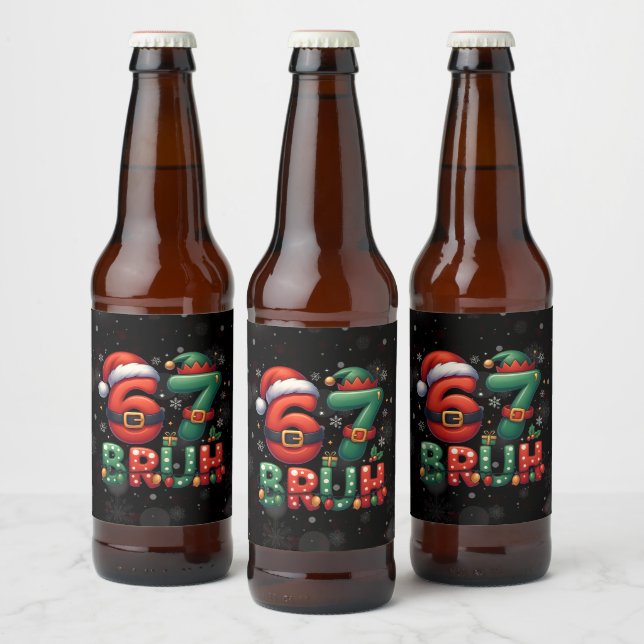 Étiquette Pour Bouteilles De Bière 67 Meme Six Seven Bruh Funny Christmas 6 7 (Bouteilles)
