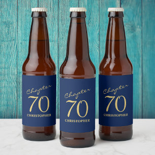Étiquette Pour Bouteilles De Bière 70e anniversaire Blue Gold