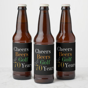 Étiquette Pour Bouteilles De Bière 70e anniversaire Cheers Beers Golf Black Gold Part
