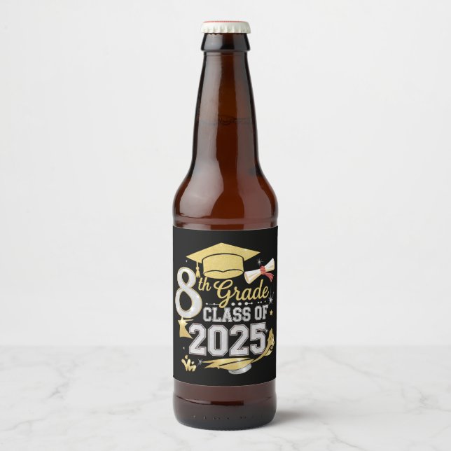 Étiquette Pour Bouteilles De Bière 8e Classe De 2025 Graduate Graduation (Devant)
