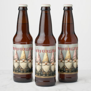Étiquette Pour Bouteilles De Bière Adorables nains chapeaux pointus longue barbe