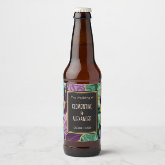 Étiquette Pour Bouteilles De Bière Agate Aquarelle Paon