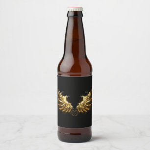 Étiquette Pour Bouteilles De Bière Ailes d'Ange d'or sur arrière - plan noir