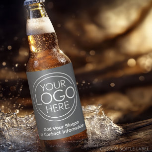 Étiquette Pour Bouteilles De Bière Ajoutez votre logo Entreprise Moderne Gris