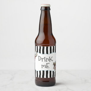 Étiquette Pour Bouteilles De Bière Alice en partie rayée du pays des merveilles