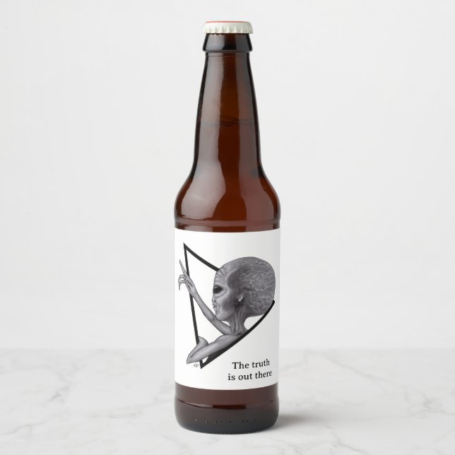 Étiquette Pour Bouteilles De Bière Alien gris, la vérité est là (Devant)