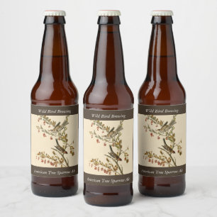 Étiquette Pour Bouteilles De Bière American Tree Sparrow, les oiseaux d'Amérique d'Au