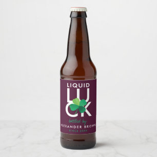 Étiquette Pour Bouteilles De Bière Amusants Shamrock irlandais moderne Bold Luck Burg
