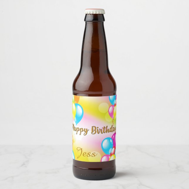 Étiquette Pour Bouteilles De Bière Anniversaire coloré (Devant)