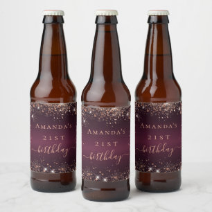 Étiquette Pour Bouteilles De Bière Anniversaire de la Bourgogne rose