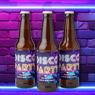 Étiquette Pour Bouteilles De Bière Anniversaire de la fête Disco