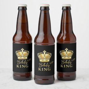 Étiquette Pour Bouteilles De Bière Anniversaire King Gold Couronne Royal Monogramme L