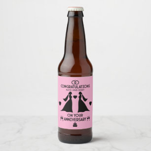 Étiquette Pour Bouteilles De Bière Anniversaire Mariage des filles gays