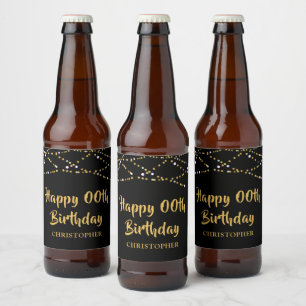 Étiquette Pour Bouteilles De Bière Anniversaire N'Importe Quelle Année Black Gold Str