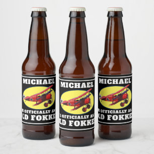 Étiquette Pour Bouteilles De Bière Anniversaire officiel drôle Vieux Fokker sur la co