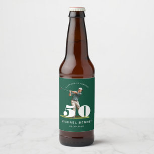 Étiquette Pour Bouteilles De Bière Anniversaire Personnalisé Vert Golf 50 Ans