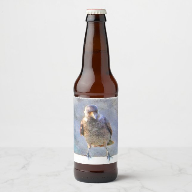 Étiquette Pour Bouteilles De Bière Aquarelle Jackdaw (Devant)