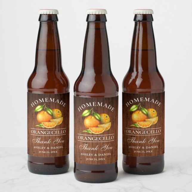 Étiquette Pour Bouteilles De Bière Aquarelle Oranges Orangecello Mariage Bois (Bouteilles)