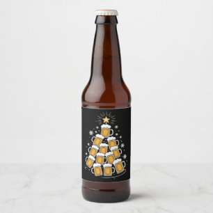 Étiquette Pour Bouteilles De Bière Arbre de Noël Bière Drôle Fête de Noël Boire