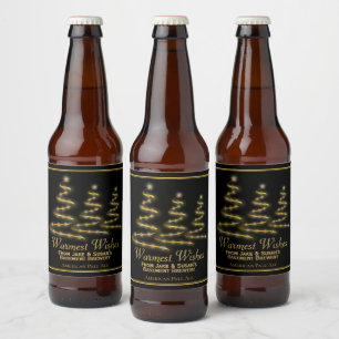 Étiquette Pour Bouteilles De Bière Arbres de Noël en or Festif Les voeux les plus ch