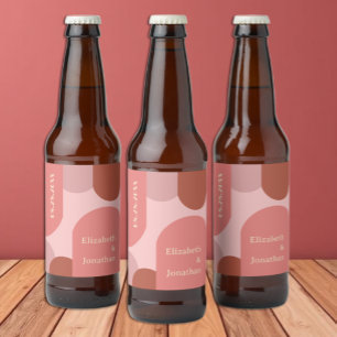 Étiquette Pour Bouteilles De Bière Arches Rétro Mariage Corail Rose