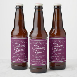 Étiquette Pour Bouteilles De Bière Argent sur Mariage Cassis Merci bouteille de bière