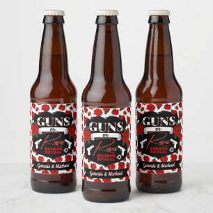 Étiquette Pour Bouteilles De Bière Armes à feu ou Roses Révéler le genre Rouge/Noir