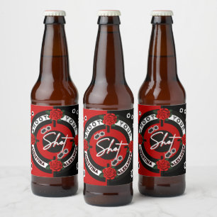 Étiquette Pour Bouteilles De Bière Armes à feu ou Roses Rouge vs Noir Révélation de g