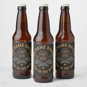Étiquette Pour Bouteilles De Bière Armes de cow-boy antiques AJOUTER NOM Saloon du vi