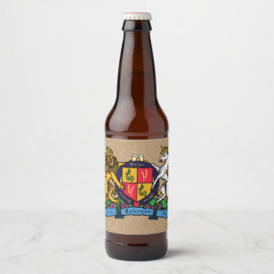 Étiquette Pour Bouteilles De Bière Armoiries du lion et de la licorne de bière rampan