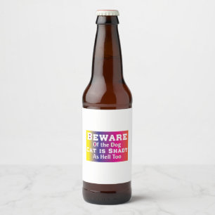 Étiquette Pour Bouteilles De Bière Art Chat Méfiez-Vous Du Chien