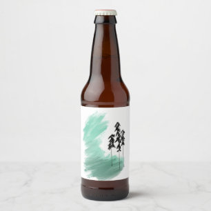 Étiquette Pour Bouteilles De Bière art de l'arbre vert scandinave simple moderne ment